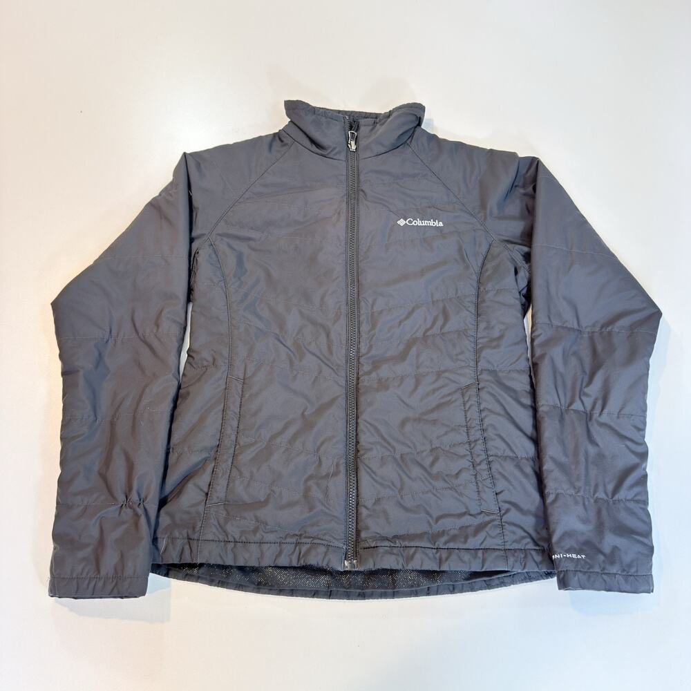 Columbia Womens M Medium Black Omni Heat Puffer Jacket Insulated Hooded Winter